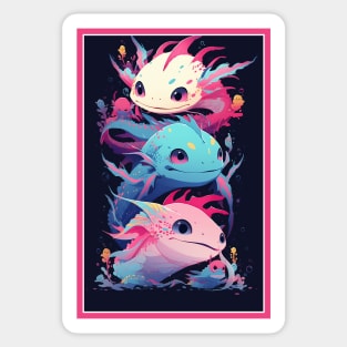 Cute Axolotl Anime Art Design | Cute Animals | Axolotl Hentaii Chibi Kawaii Design Sticker